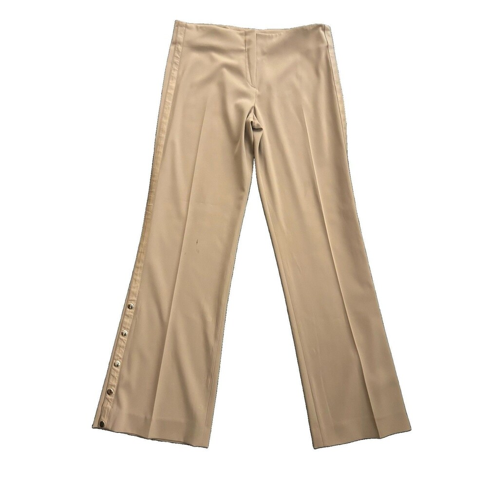 Vintage BSL INDUSTRY Paris Women PANTS MADE IN FRANCE Size 6 Tan Snaps Y2K Rare